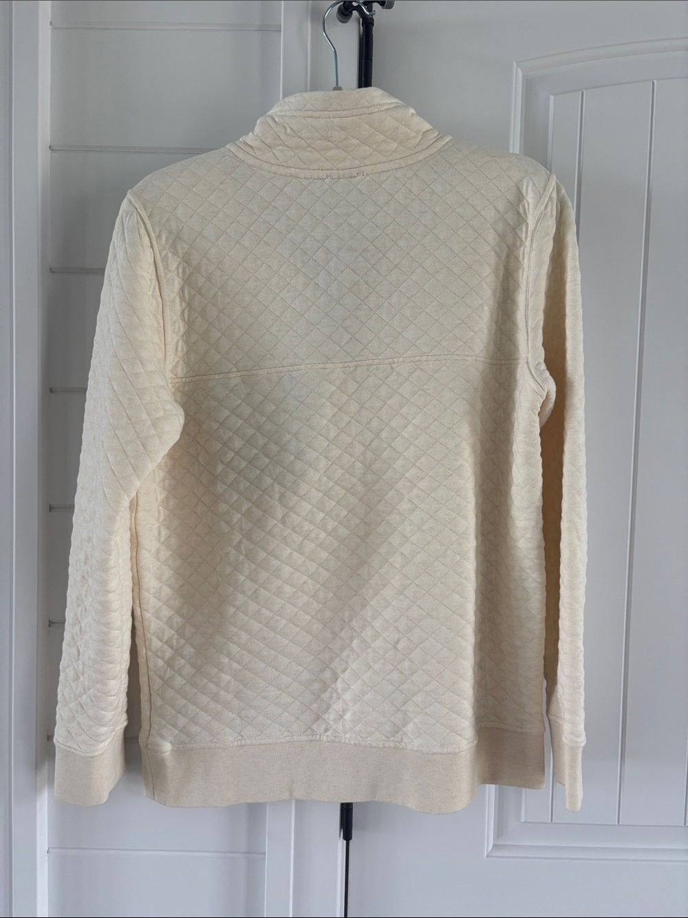 Patagonia Cream Quilted Snap-Up Pullover with Navy Trim - Picture 4 of 4